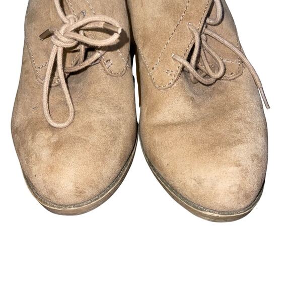 Rocket Dog Ankle Boots Beige Suede Size 9 Lace up Booties Chunky Heel Y2K - Picture 3 of 8